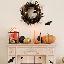 Spooky Lane Black Rose Wreath with Candles