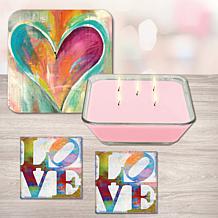 Staked love 6.5x6.5 Artboard Lid/20oz Candle & Coaster Set