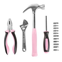 Stalwart 15-piece Household Hand Tools Set - Pink