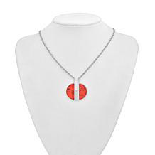 Stately Steel 17" Marble Pendant Necklace