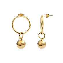 Stately Steel Ball Hoop Dangle Earrings