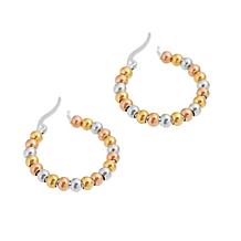Stately Steel Beaded Hoop Earrings