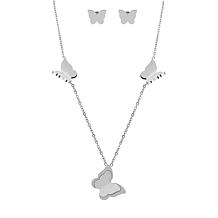 Stately Steel Butterfly Necklace and Earrings Set