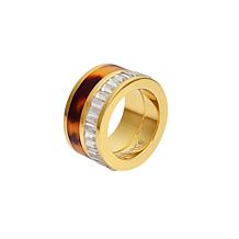 Stately Steel Clear Stone Tortoise Shell-Color Ring