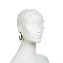 Stately Steel Crystal Hoop Earrings