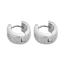 Stately Steel Cubic Zirconia Sandy Huggie Earrings