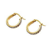Stately Steel Cubic Zirconia Single-Row Small Hoop Earrings
