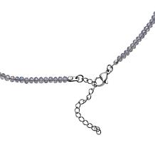 Stately Steel Cultured Pearl and Crystal Beaded Necklace