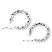 Stately Steel Curban Chain Hoop Earrings