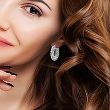 Stately Steel CZ Embellished Hoop Earrings