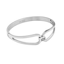 Stately Steel CZ Pave Knot Bangle