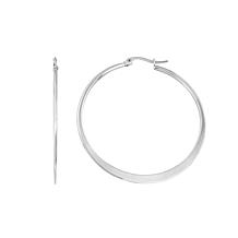 Stately Steel Flat Round Hoop Earrings
