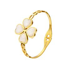 Stately Steel Flower Heart Bangle Bracelet