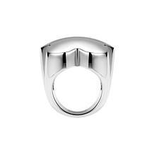 Stately Steel Flower Signet Ring