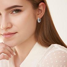 Stately Steel Half Small Faux Pearl Hoop Earrings