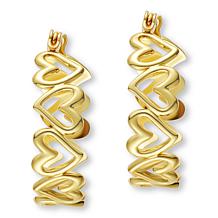 Stately Steel Hallow Heart Chain Hoop Earrings