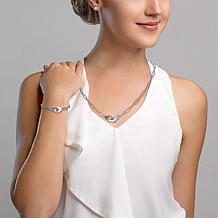 Stately Steel Handcuff Chain Necklace and Bracelet Set