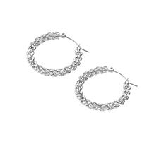 Stately Steel Interwoven Chain Hoop Earrings