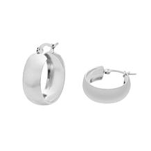 Stately Steel Medium Wide Huggie Hoop Earrings