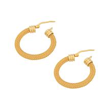 Stately Steel Mesh Link Hoop Earrings - 1-5/16"