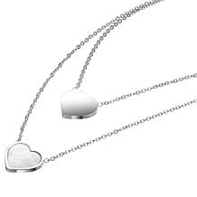 Stately Steel MOP Heart Two Strand Necklace and Earrings