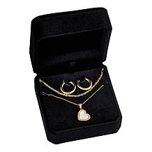 Stately Steel Necklaces and Hoop Earring Jewelry Set