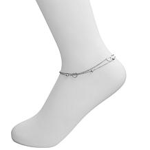 Stately Steel Open Heart Double-Strand Ankle Bracelet
