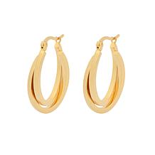 Stately Steel Overlapping Oval Hoop Earrings