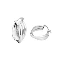 Stately Steel Overlapping Triple Hoop Earrings