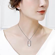 Stately Steel Pearls Pearl Necklace and Stud Earrings Set