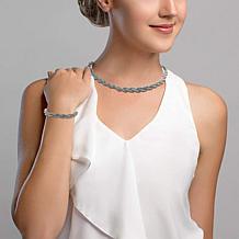 Stately Steel Pop Corn Mesh Necklace and Bracelet