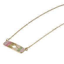 Stately Steel Rainbow Pave Pendant Necklace