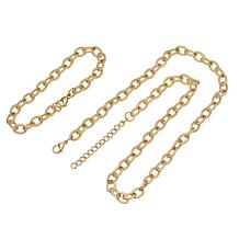 Stately Steel Rolo Chain Necklace and Bracelet Set