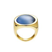 Stately Steel Round Cat Eye Ring
