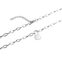 Stately Steel Round Padlock Chain Necklace and Earring Set