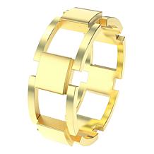 Stately Steel Square Link Ring