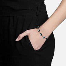 Stately Steel Stainless Steel and Blue Enamel Evil Eye Link Bracelet