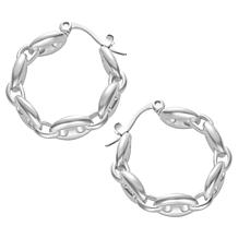 Stately Steel Stainless Steel Buckle Hoop Earrings