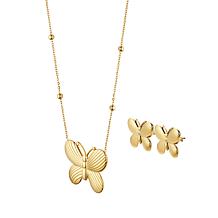 Stately Steel Stainless Steel Butterfly Necklace and Earrings Set