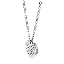 Stately Steel Stainless Steel CZ Heart Pendant Necklace