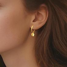 Stately Steel Stainless Steel Full Moon CZ Dangle Earrings