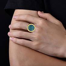 Stately Steel Stainless Steel Glass Stone Ring