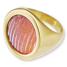 Stately Steel Stainless Steel Glass Stone Ring