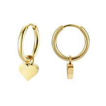 Stately Steel Stainless Steel Heart Dangle Earrings