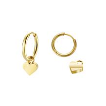 Stately Steel Stainless Steel Heart Dangle Earrings