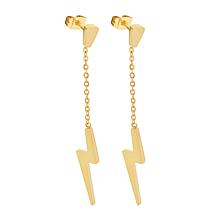Stately Steel Stainless Steel Lightning Bolt Drop Earrings