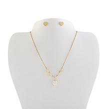 Stately Steel Stainless Steel Multi-Heart Necklace and Earring Set