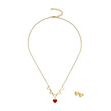 Stately Steel Stainless Steel Multi-Heart Necklace and Earring Set