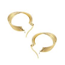 Stately Steel Stainless Steel Overlapping Hoop Earrings