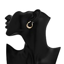 Stately Steel Stainless Steel Overlapping Triple Hoop Earrings